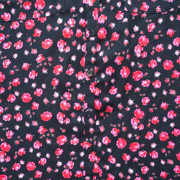 EXPRESS WOMENS SIZE MEDIUM BLACK PINK FLORAL BUTTON DOWN TANK TOP - Picture 8 of 9